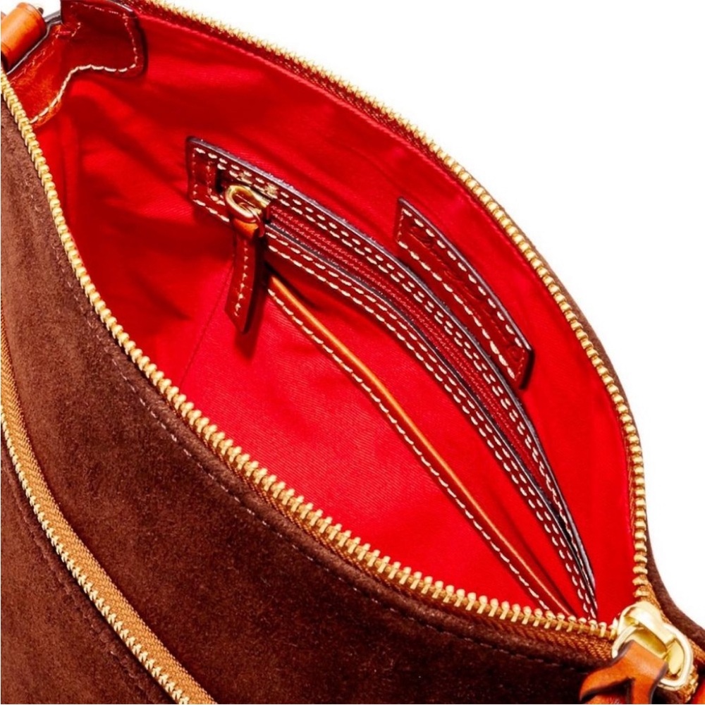 $198 NWT Dooney & Bourke Suede Leather Crossbody Brown Tmoro - Picture 4 of 4